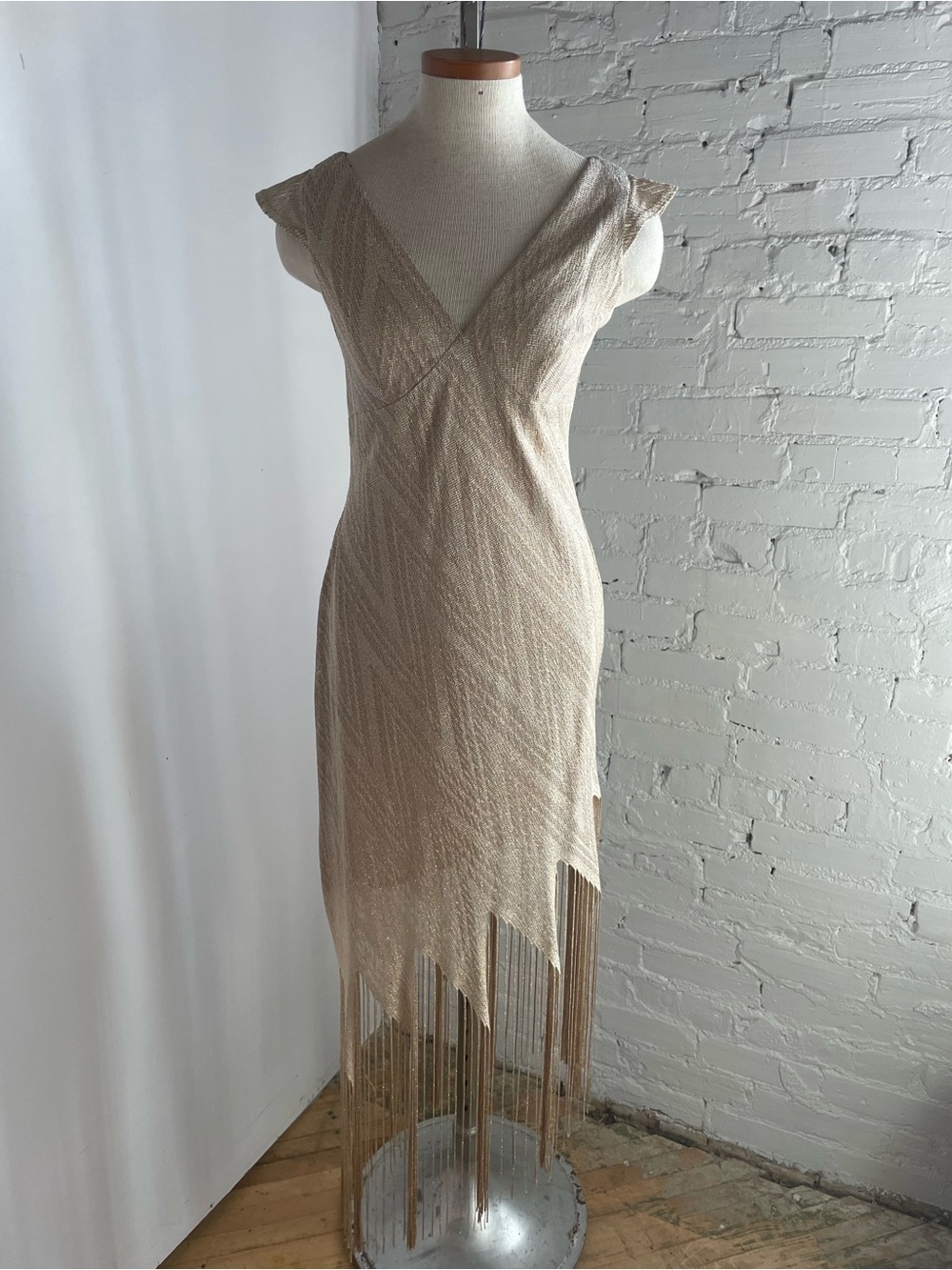 Champagne Beaded Fringe  | Art Deco Glamour| Gatsby-Inspired Cocktail Dress